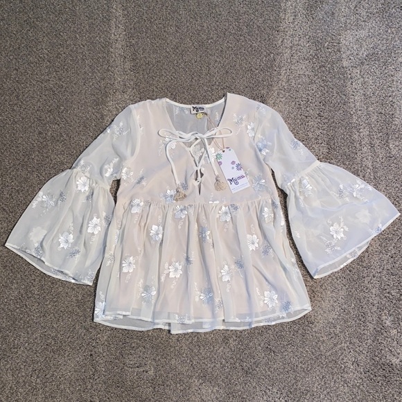 NWT Show Me Your Mumu Floral Embroidered Blouse - Picture 1 of 5